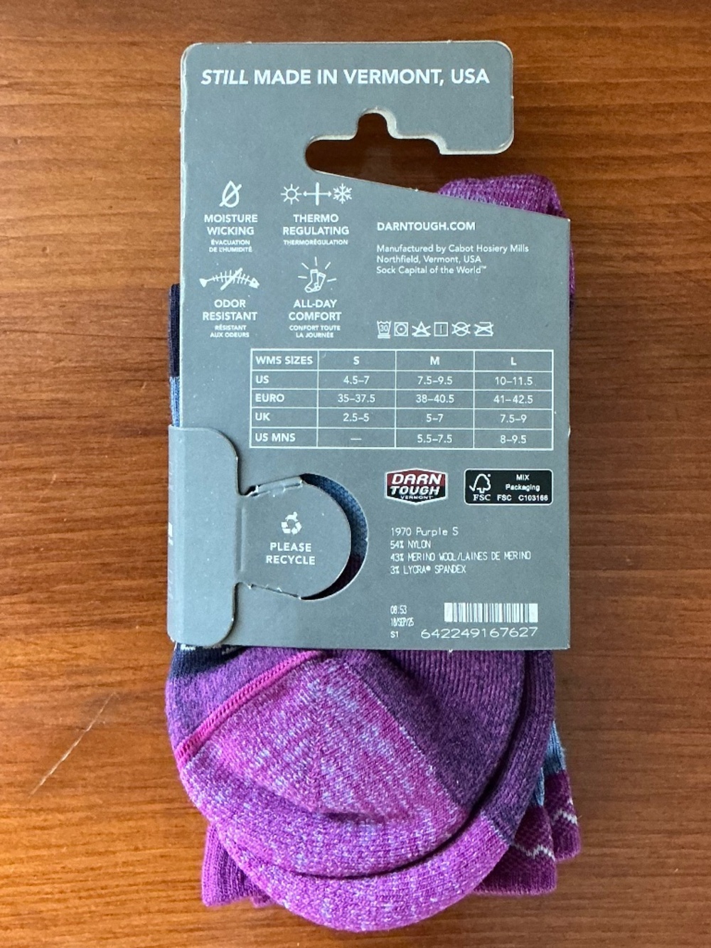 Darn Tough Hike Trek Micro Crew Socks Lightweight Hiking Bears - Picture 6 of 8